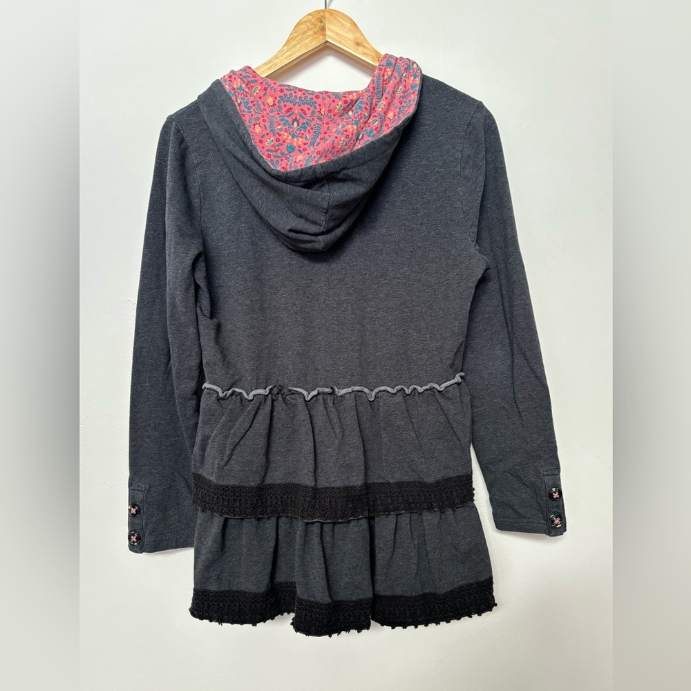 Matilda Jane gray wise and wonderful ruffle full zip hoodie jacket size small - Picture 6 of 6